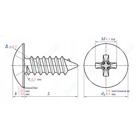 M4x15 wkręt samogwintujący tytanowy grzybkowy jis b 1122 tytan grade 2