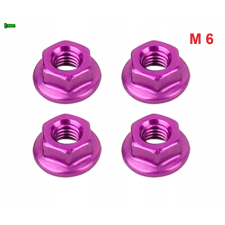 Nakrętka m6 din 6923 iso 4161 nakrętka kołnierzowa aluminiowa fioletowa fpw