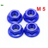 Nakrętka aluminiowa m5 din 6923 nakrętka kołnierzowa aluminiowa niebieska