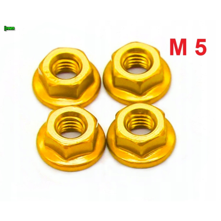 Nakrętka aluminiowa m5 din 6923 nakrętka kołnierzowa aluminiowa złota fpw