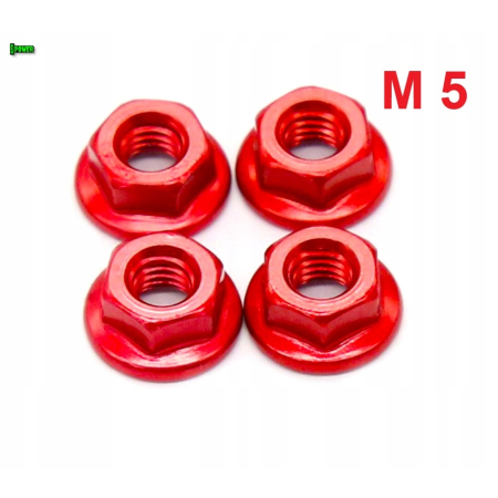 Nakrętka aluminiowa m5 din 6923 nakrętka kołnierzowa aluminiowa czerwona rc