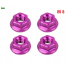 Nakrętka aluminiowa m8 din 6923 nakrętka kołnierzowa aluminiowa fioletowa