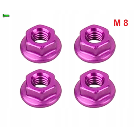 Nakrętka aluminiowa m8 din 6923 nakrętka kołnierzowa aluminiowa fioletowa