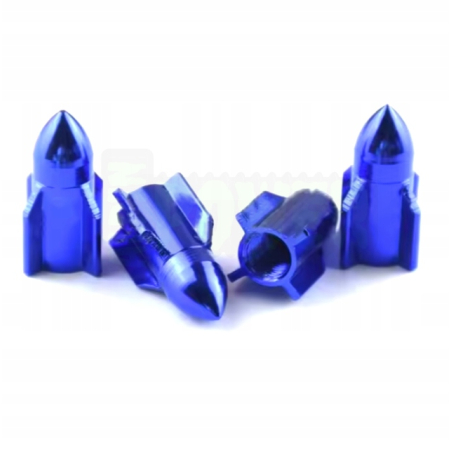 Nakrętki na wentyle czapki do opon kapturki na zawory rakieta niebieska