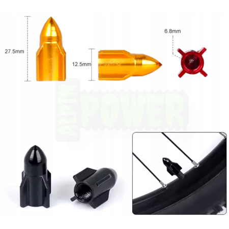 Nakrętki na wentyle rakieta czapki do opon kapturki na zawory rakieta