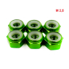 Nakrętka aluminiowa m2,5 din 985 samohamowana z wkładką nylonową zielona