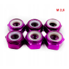 Nakrętka aluminiowa m2,5 din 985 samohamowana z wkładką nylonową fioletowa
