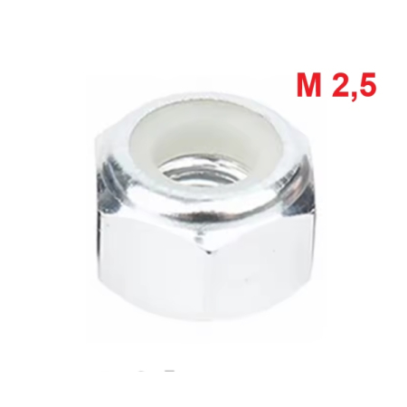 Nakrętka aluminiowa m2 din 985 samohamowana z wkładką nylonową srebrna