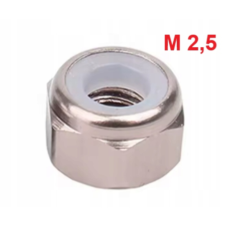 Nakrętka aluminiowa m2,5 din 985 samohamowana z wkładką nylonową brązowa