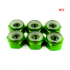Nakrętka aluminiowa m8 din 985 samohamowana z wkładką nylonową zielona