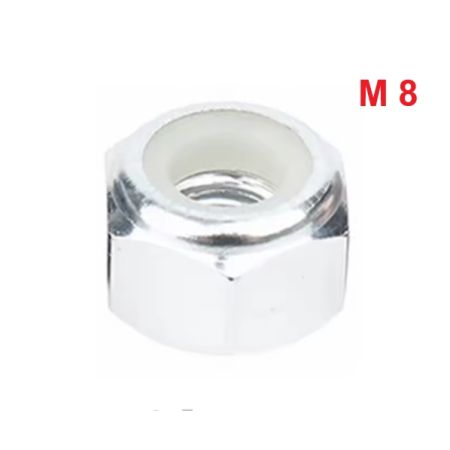 Nakrętka aluminiowa m8 din 985 samohamowana z wkładką nylonową srebrna
