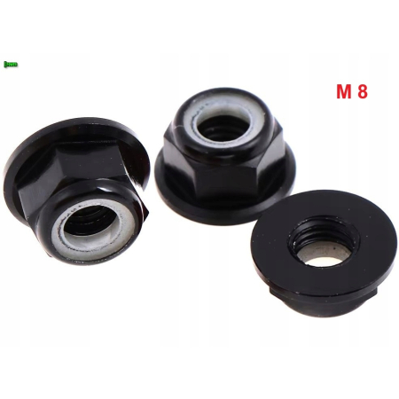 Aluminiowa nakrętka samokontrująca samohamowna kołnierz din 6926 m8 czarna