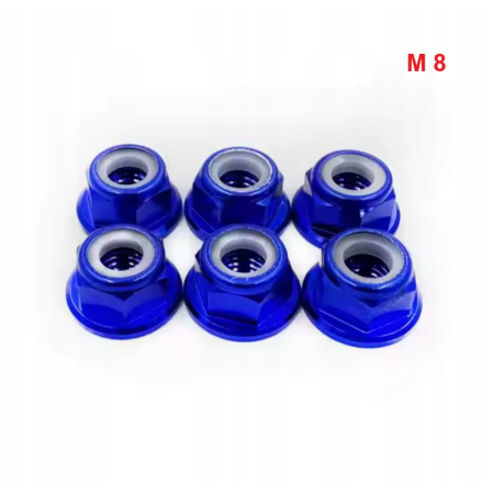 Aluminiowa nakrętka m8 samokontrująca samohamowna din 6926 niebieska m8
