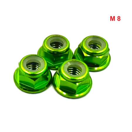 Aluminiowa nakrętka m8 samokontrująca samohamowna din 6926 zielona m8