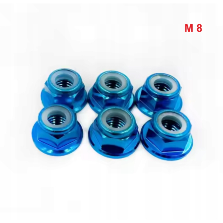 Aluminiowa nakrętka m8 samokontrująca samohamowna din 6926 błękitna m8