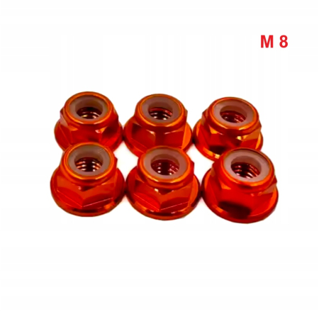 Aluminiowa nakrętka m8 samokontrująca samohamowna din 6926 pomarańczowa m8