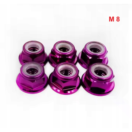 Aluminiowa nakrętka m8 samokontrująca samohamowna din 6926 fioletowa m8