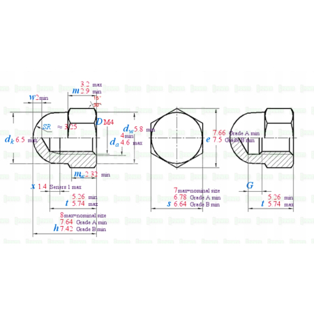 Aluminiowa nakrętka kołpakowa din 1587 m4 brązowa nakrętki aluminiowe fpw