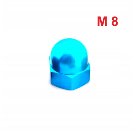 Aluminiowa nakrętka kołpakowa din 1587 m8 błękitna nakrętki aluminiowe fpw