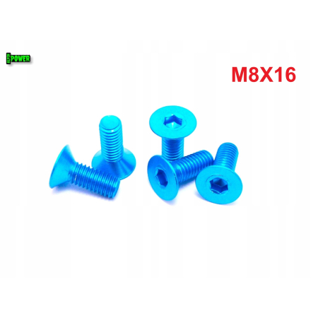 M8x16 śruba aluminiowa stożkowa imbus din 7991 śruba aluminiowa błękitna