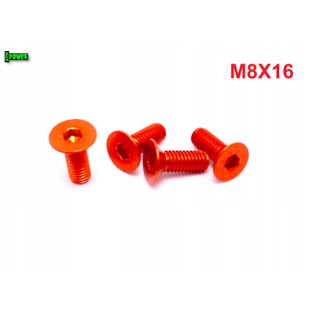 M8x16 śruba aluminiowa stożkowa imbus din7991 śruba aluminiowa pomarańczowa