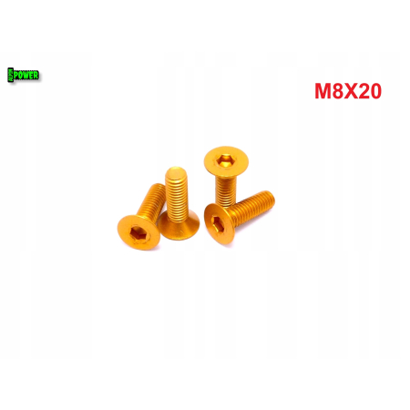 M8x20 śruba aluminiowa stożkowa imbus din 7991 śruba aluminiowa złota