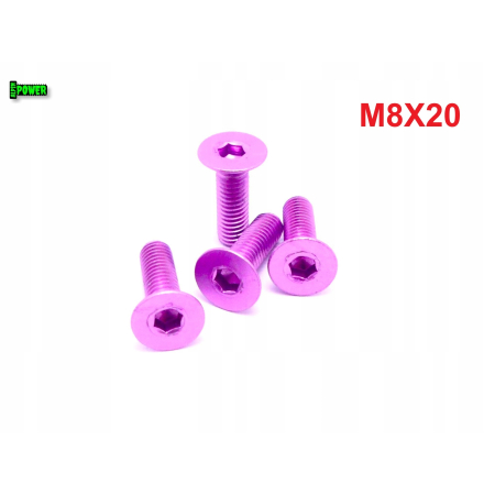 M8x20 śruba aluminiowa stożkowa imbus din 7991 śruba aluminiowa fioletowa