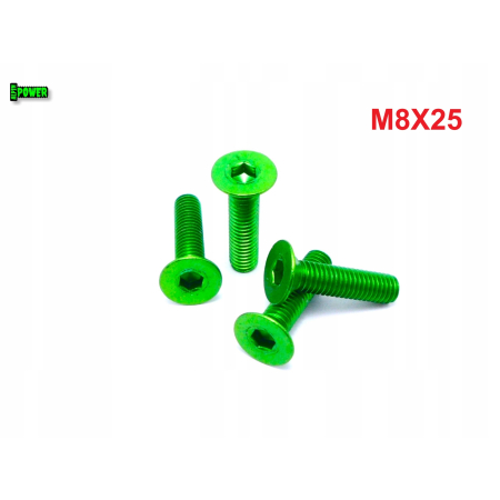 M8x25 śruba aluminiowa stożkowa imbus din 7991 śruba aluminiowa zielona