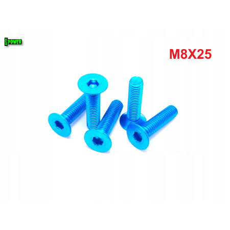 M8x25 śruba aluminiowa stożkowa imbus din 7991 śruba aluminiowa błękitna