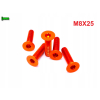 M8x25 śruba aluminiowa stożkowa imbus din7991 śruba aluminiowa pomarańczowa