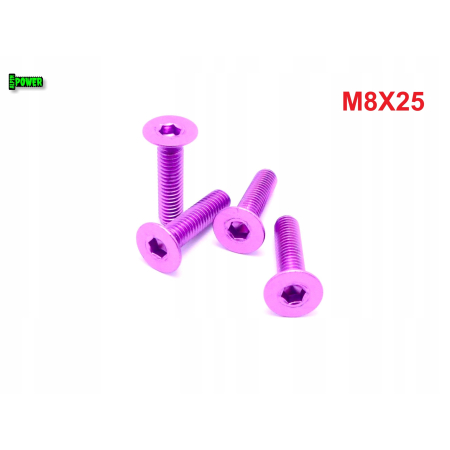 M8x25 śruba aluminiowa stożkowa imbus din 7991 śruba aluminiowa fioletowa