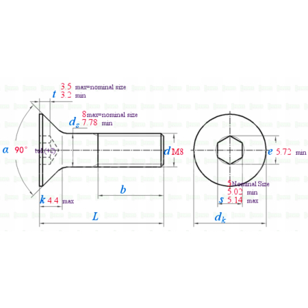 M8x25 śruba aluminiowa stożkowa imbus din 7991 śruba aluminiowa fioletowa
