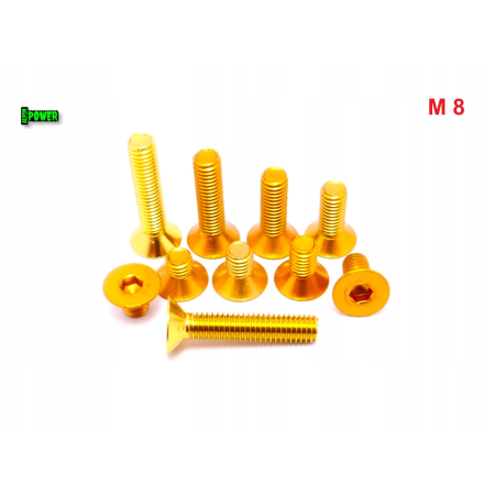 M8x30 śruba aluminiowa stożkowa imbus din 7991 śruba aluminiowa złota