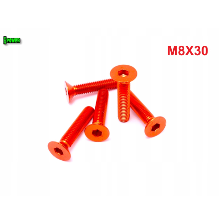 M8x30 śruba aluminiowa stożkowa imbus din7991 śruba aluminiowa pomarańczowa