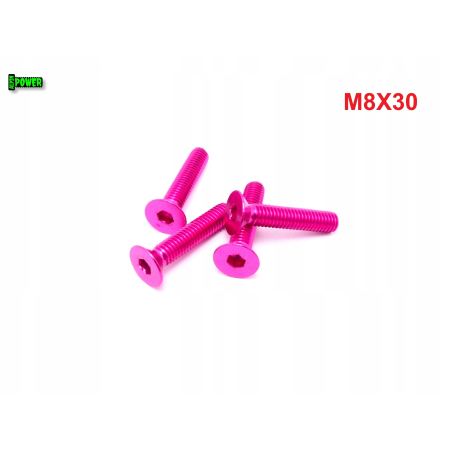 M8x30 śruba aluminiowa stożkowa imbus din 7991 śruba aluminiowa różowa