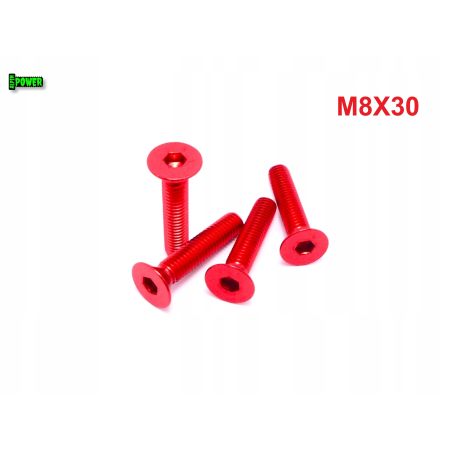 M8x30 śruba aluminiowa stożkowa imbus din 7991 śruba aluminiowa czerwona