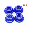 Nakrętka aluminiowa m8 din 6923 nakrętka kołnierzowa aluminiowa niebieska