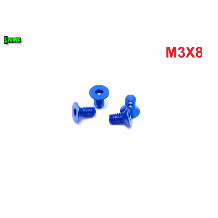 M3x8 śruba aluminiowa stożkowa imbus din 7991 śruba aluminiowa niebieska