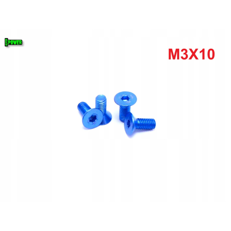 M3x10 śruba aluminiowa stożkowa imbus din 7991 śruba aluminiowa niebieska