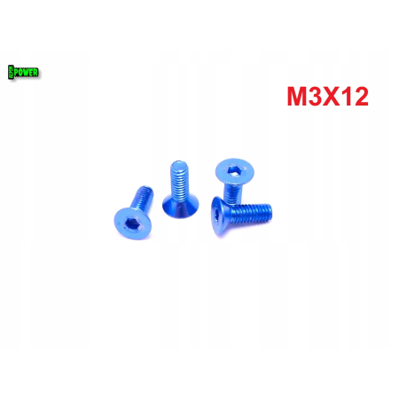 M3x12 śruba aluminiowa stożkowa imbus din 7991 śruba aluminiowa niebieska