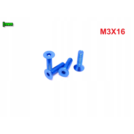 M3x16 śruba aluminiowa stożkowa imbus din 7991 śruba aluminiowa niebieska