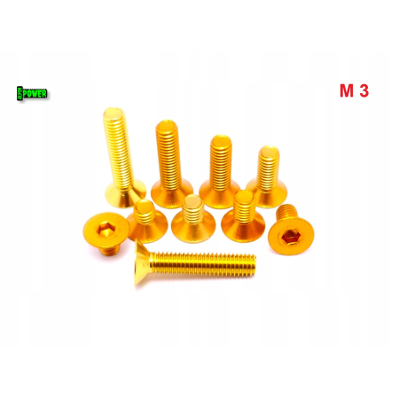 M3x12 śruba aluminiowa stożkowa imbus din 7991 śruba aluminiowa złota