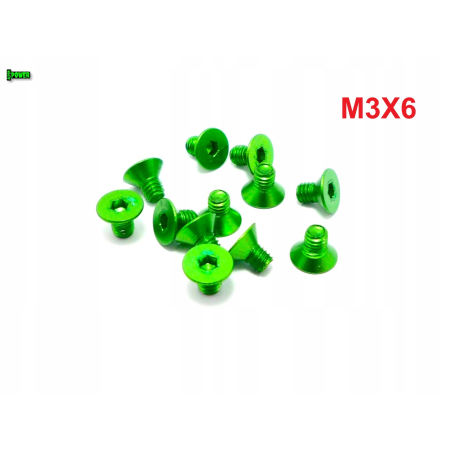 M3x6 śruba aluminiowa stożkowa imbus din 7991 śruba aluminiowa zielona