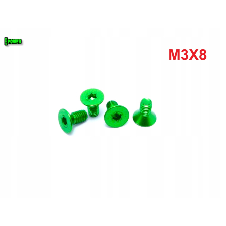 M3x8 śruba aluminiowa stożkowa imbus din 7991 śruba aluminiowa zielona