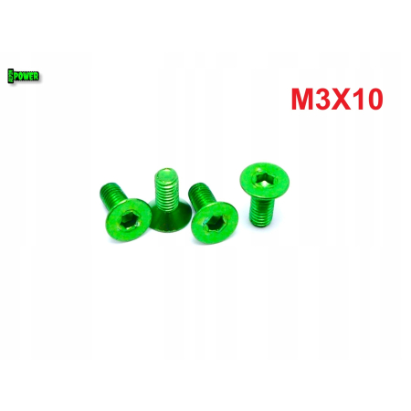 M3x10 śruba aluminiowa stożkowa imbus din 7991 śruba aluminiowa zielona