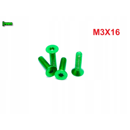 M3x16 śruba aluminiowa stożkowa imbus din 7991 śruba aluminiowa zielona