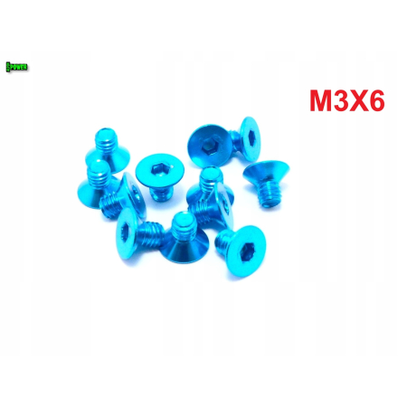 M3x6 śruba aluminiowa stożkowa imbus din 7991 śruba aluminiowa błękitna