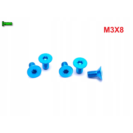 M3x8 śruba aluminiowa stożkowa imbus din 7991 śruba aluminiowa błękitna