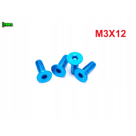 M3x12 śruba aluminiowa stożkowa imbus din 7991 śruba aluminiowa błękitna