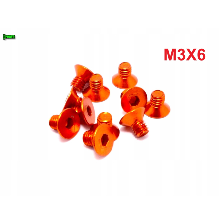 M3x6 śruba aluminiowa stożkowa imbus din 7991 śruba aluminiowa pomarańczowa